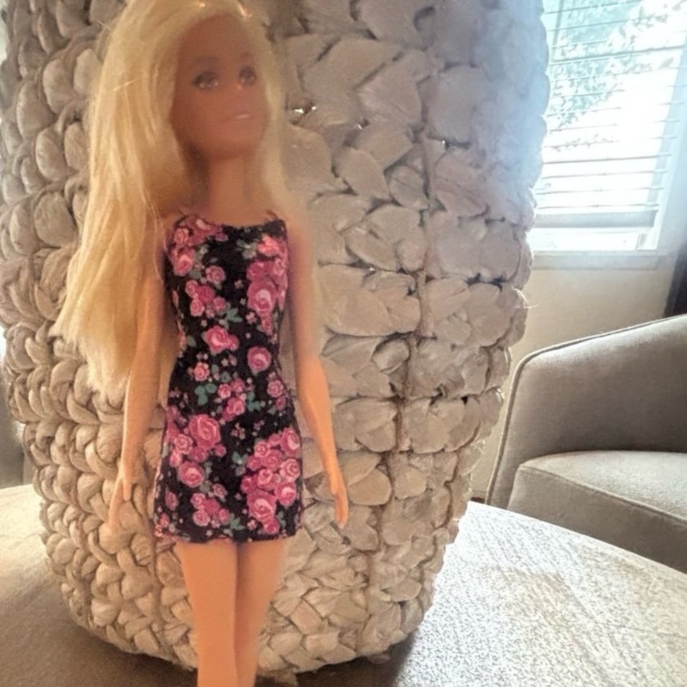 Barbie doll in‎ floral mini dress